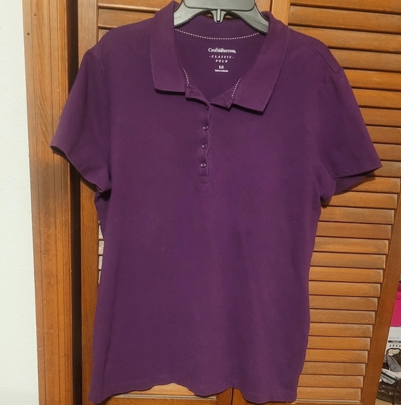 croft & barrow Tops - Croft & Barrow Women's Plum Purple Button-Front Classic Polo. Size Large